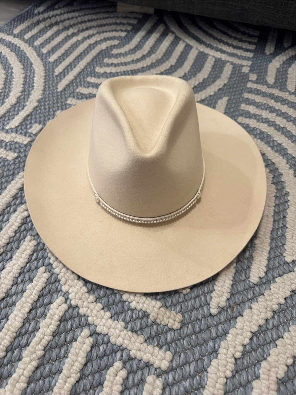 Vintage 90s Renegade Wool Cowboy Hat Rhinestone Heart Band Size 7 1/8